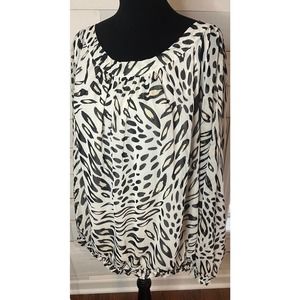 Ashley Stewart Cheetah Print Blouse with Ruched Sleeves and Bottom Size 18W